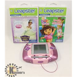 LEAPSTER HANDHELD VIDEO GAME SYSTEM W/ 2 GAMES