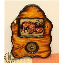 VINTAGE WOODEN FOX CLOCK