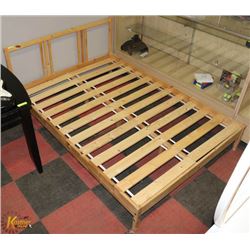 IKEA WOOD DOUBLE BED FRAME WITH SLATS.