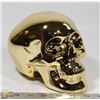 Image 1 : GOLD TONE SKULL PIGGY BANK