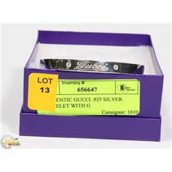 AUTHENTIC GUCCI .925 SILVER BRACELET WITH G