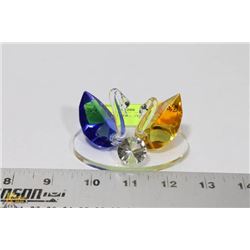 BLUE AND AMBER CRYSTAL SWANS.