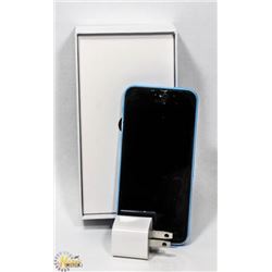 BLUE 16GB IPHONE 5C, NO CHARGE CABLE INCLUDED.