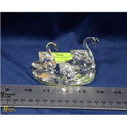 PAIR OF CRYSTAL SWANS.