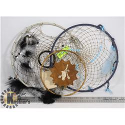LOT OF THREE DREAM CATCHERS.