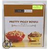 Image 1 : NEW COBBLE CREEK SET OF 2 PRETTY PIGGY BOWLS