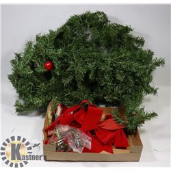 BOX WITH TWO 10' SPRUCE GARLANDS PLUS A BOX OF