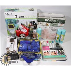 BOX WITH MAKEUP CAROUSEL, NAIL KIT, IONIC BRUSH,