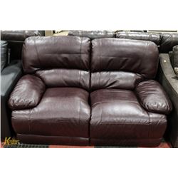 NEW BROWN LEATHERETTE RECLINING LOVE SEAT 66"