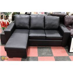 NEW BLACK LEATHERETTE REVERSIBLE MINI SECTIONAL