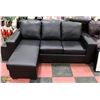 Image 1 : NEW BLACK LEATHERETTE REVERSIBLE MINI SECTIONAL