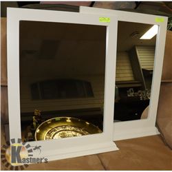 SET OF 2 WOOD WHITE FRAMED MIRRORS -
