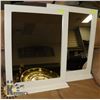 Image 1 : SET OF 2 WOOD WHITE FRAMED MIRRORS -