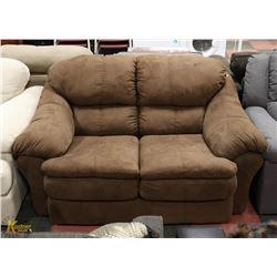 BROWN FABRIC LOVE SEAT 65"