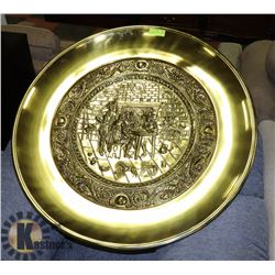 35" DIAMETER DECORATIVE BRASS PLATE.