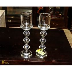 PAIR OF LARGE CRYSTAL CANDLE HOLDERS
