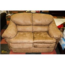LIGHT BROWN FABRIC LOVE SEAT 63"