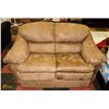 Image 1 : LIGHT BROWN FABRIC LOVE SEAT 63"