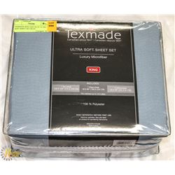 TEXMADE KING SIZE BLUE ULTRA SOFT SHEET SET WITH