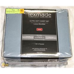 TEXMADE KING SIZE BLUE ULTRA SOFT SHEET SET WITH