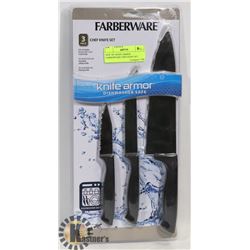 NEW 3PC KNIFE ARMOR FARBERWARE CHEF KNIFE SET