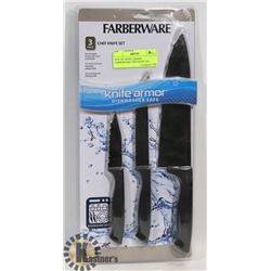 NEW 3PC KNIFE ARMOR FARBERWARE CHEF KNIFE SET