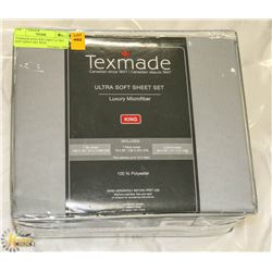 TEXMADE KING SIZE GREY ULTRA SOFT SHEET SET WITH