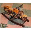 Image 1 : HAND CARVED WOODEN MOTORCYCLE ROCKING TOY.