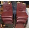 Image 1 : STACK OF 10 RED HEAVY DUTY CHAIRS -