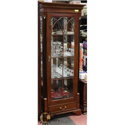 DISPLAY CASE WITH GLASS SHELVES AND KEYED DOOR