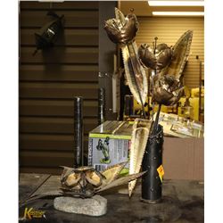 LOT OF 2 METAL FLOWER ARRANGEMENTS