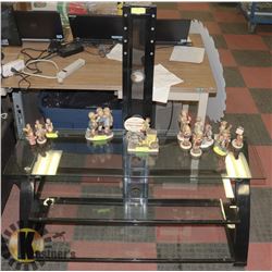 3-TIER BLACK METAL & GLASS TV STAND