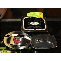 LOT OF 3 BELT BUCKLES, SPIDERMAN, JACK DANIELS