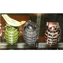 LOT OF 3 GRENADE STYLE GAS LIGHTERS
