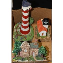 NEW LOT OF 3 VILLAGE/LIGHTHOUSE STATUES