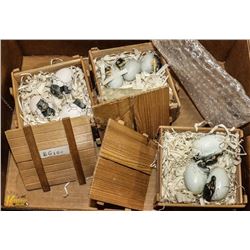 NEW LOT OF 3 CRATES WITH HATCHING BABY FIGURES