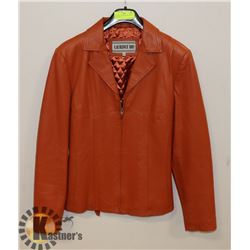 ORANGE LEATHER JACKET WITH BELT SZ XL