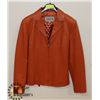 Image 1 : ORANGE LEATHER JACKET WITH BELT SZ XL