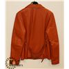 Image 2 : ORANGE LEATHER JACKET WITH BELT SZ XL