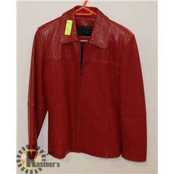 RED LEATHER JACKET SZ MED BY LIZ CLAIRBORNE