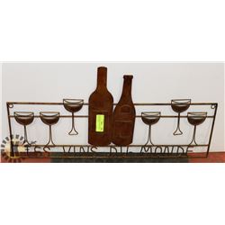 BRONZE WINE/GLASSES DESIGN WALL PLAQUE