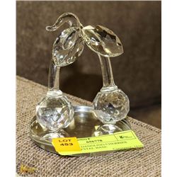 CRYSTAL DANGLING CHERRIES WITH CRYSTAL BASE