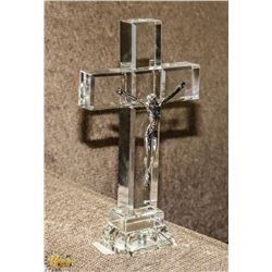 CRYSTAL STANDING CROSS WITH JESUS DEPICTION