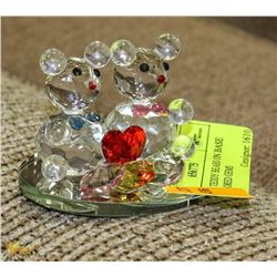 CRYSTAL TEDDY BEARS ON BASE WITH COLORED GEMS