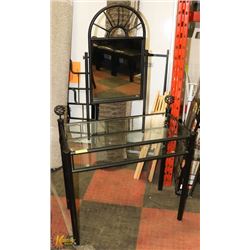 BLACK VANITY WITH GLASS 34" X 17" X 58.5"