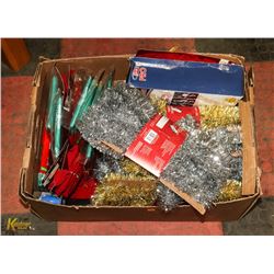 BOX OF CHRISTMAS DECORATIONS