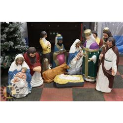 VINTAGE LARGE NATIVITY SET BLOW MOLD TPI MADE IN