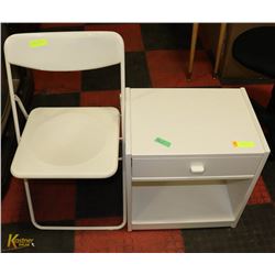 WHITE NIGHT STANDON CASTORS SOLD WITH FOLDING