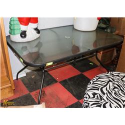 LARGE METAL AND GLASS PATIO TABLE