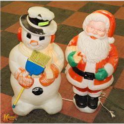 LIGHTED OUTDOOR SANTA AND SNOWMAN-MED